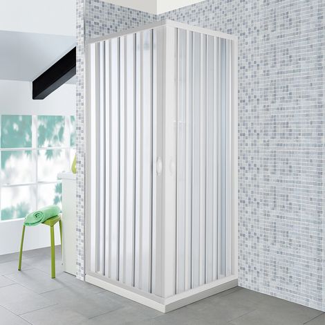 Box Doccia a Soffietto 90x90 cm in PVC Riducibile con Apertura Centrale (1/3)