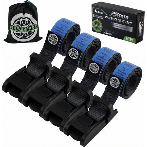 Spanngurte 4er-Set 75cm mit Klemmschloss, 600kg Bruchlast, für Fahrradträger (1/5)