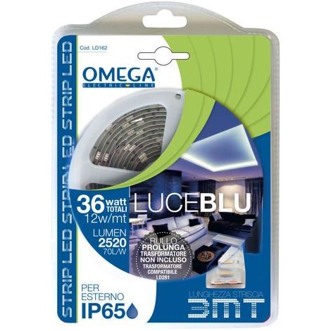 STRISCIA LED LUCE BLU, 3 METRI, 60 LED/M,220/240V (1/2)