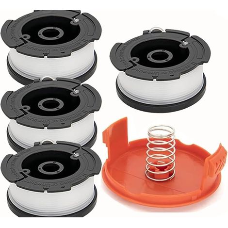 Lot de 4 bobines de débroussailleuse compatibles avec Black Decker AF-100 ST5530-GB GLC3630L20-GB STC1820PC-GB BESTA530-GB BESTA525-GB avec couvercle de bobine et ressort (1/5)