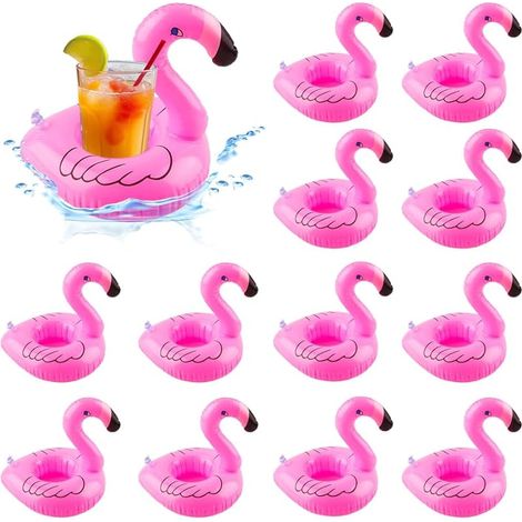 Porte Gobelet Piscine,Lot de 12 Porte-Boissons Piscine Gonflable,Porte Gobelets Gonflables,Flamant Porte-Boissons,Porte Gobelet Gonflable Piscine pour Beach Party Hawaii Summer Pool Party (1/4)