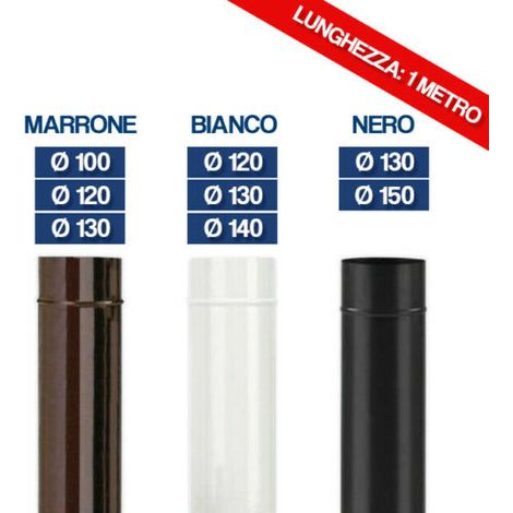 TUBO TUBI PER STUFA LEGNA CAMINO CANNA FUMARIA SMALTATO PORCELLANATO MT 1 16060V Ø 150 NERO (16060) (1/2)