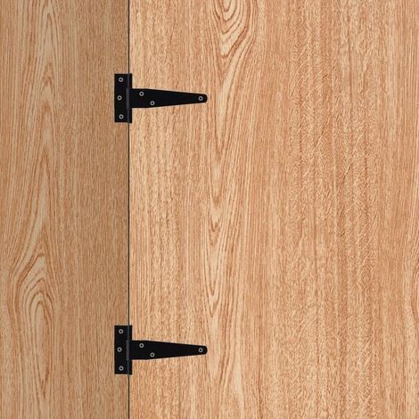 Paquete de 10 bisagras en T negras inoxidables con tornillos para bisagras de puerta, bisagra para puerta de madera de jardín, bisagra duradera para puerta exterior, ventana, garaje, 5,1 cm (negro) (1/4)