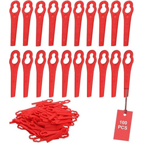 Pack of 100 Replacement Plastic Blades for Red Grass Trimmer Blades, Plastic Blade for Grass Trimmer FRT18A FRT18A1 Kunst 46155 FRT20A1 Accessory (1/4)