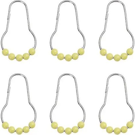 Anneaux de rideau de douche, boules acryliques, acier inoxydable, glissement facile, jaunes, lot de 12, 7 x 4 x 0,5 cm (1/3)
