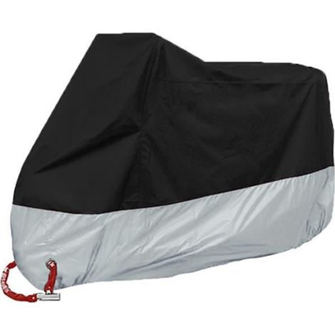 Housse Moto - Polyester 210D Oxford - Imperméable Coupe-Vent Anti-Poussière UV Résistant - Pour Moto Scooter Vélo Motocross - 245 x 105 x 125 cm - Noir Argent (1/5)