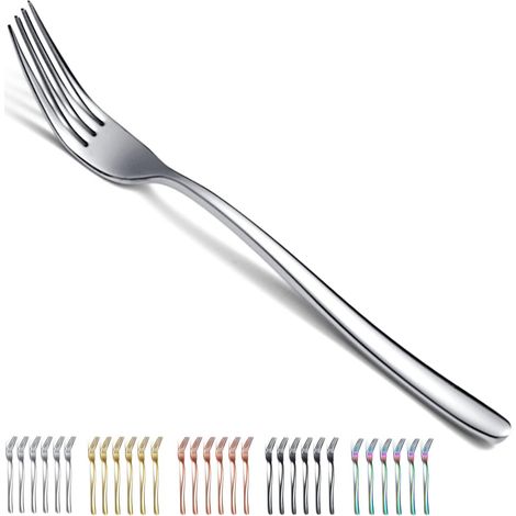 Fourchette à dîner 6 pièces, ensemble de fourchettes à couverts en acier inoxydable de 7,9 pouces, ensemble de couverts, va au lave-vaisselle. (Argent)