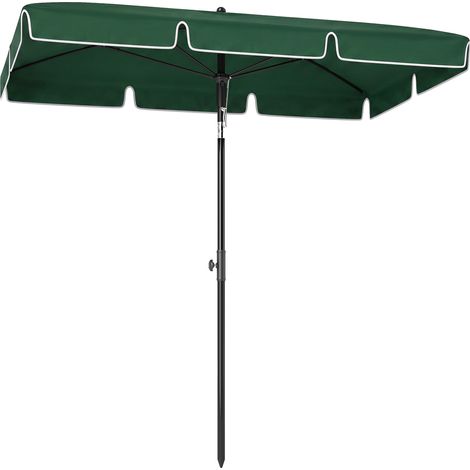 Parasol rectangulaire de jardin 2x1.3m avec inclinaison réglable et poteau en aluminium, Vert et Noir (1/5)