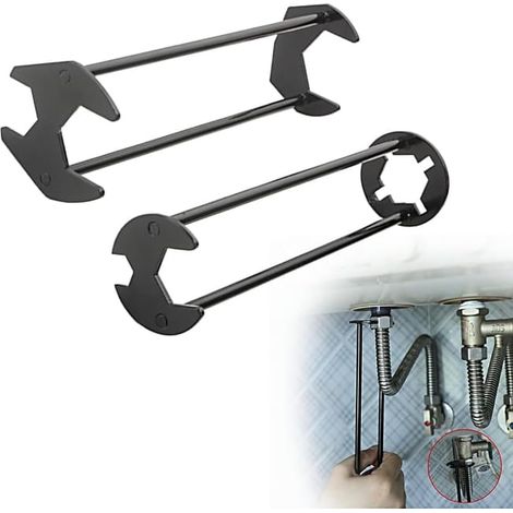 Ein Set aus zwei Multifunktionsschlüsseln für Wasserhähne und zur Reparatur von Spülbecken mit einer Dicke von 2,5 mm. (1/5)