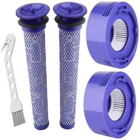 Filtre pour Dyson V8/V7, Filtres de Rechange Lavables pour Aspirateur Dyson V7/V8 Absolute et Animal, Accessoire Aspirateur pour Dyson V8 Avec 2 Post-Filtres HEPA, 2 Pré-Filtres, 1 Outil de Nett