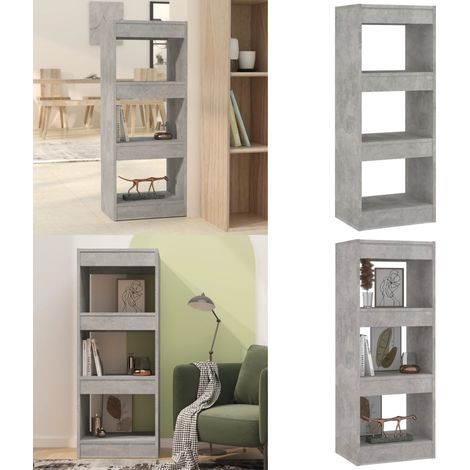 Bibliothèque/séparateur de pièce gris béton bois d'ingénierie - Bibliothèque - Étagère - Meuble De Rangement - Séparateur De Pièces - Bibliothèque Moderne - Home & Living (1/5)