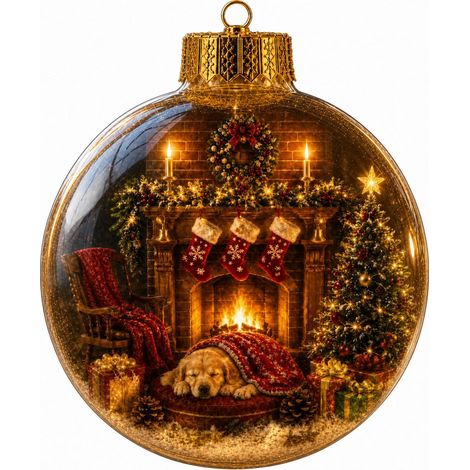 Boule à neige lumineuse 3D en acrylique transparent, décoration de Noël avec scène intérieure illuminée, à suspendre au sapin pour les fêtes de fin d'année (1/5)