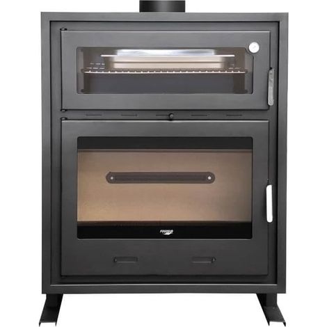 MF - Insertable de Leña con Horno Coral 90 de 13 kW para Chimenea Cassette con Función Cocina y Calefacción