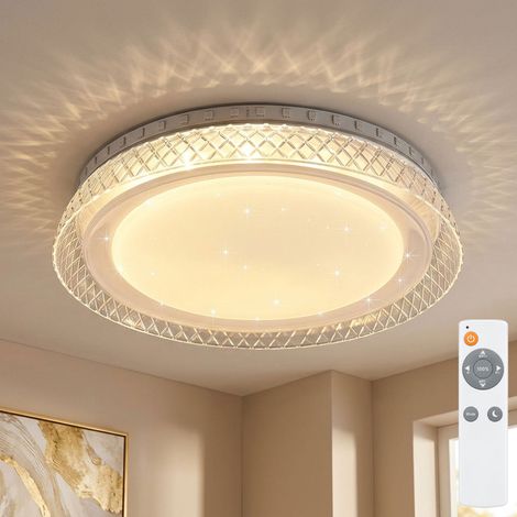 LED Deckenlampe Deckenleuchte Wohnzimmerlampe Sternen-Effekt Weiß D 28 cm (1/5)