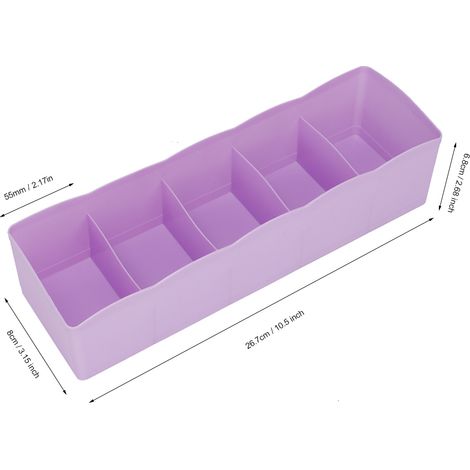 Tiroir Organisateur en Plastique pour Soutiens-Gorge, Chaussettes, Cube Panier à 5 Compartiments (Violet) (1/5)