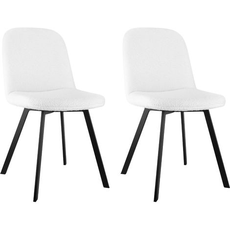 Lot de 2 chaises de salle à manger en tissu teddy beige avec structure en métal (1/5)