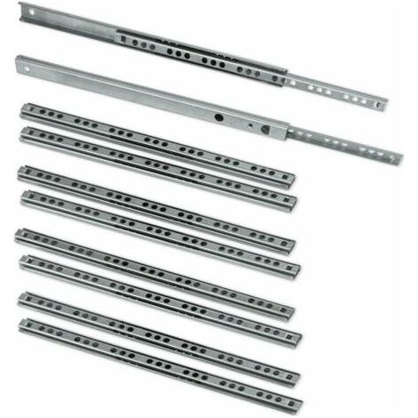 Coulisse pour tiroirLot de 5 paires (10 pièces) Coulisses/Glissières à Billes Extrait Partie 17mm x 278mm pour Tiroir, Zingué (1/4)