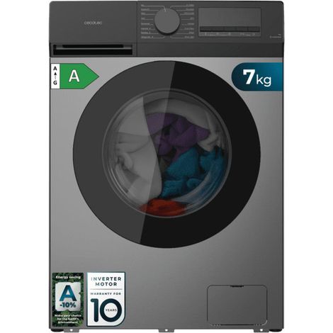 Cecotec – Lave-linge 7 kg 1400 tr/min – Classe A-10 % – Moteur Inverter Plus – 16 programmes – SteamMax – Nettoyage tambour – Départ différé (1/3)