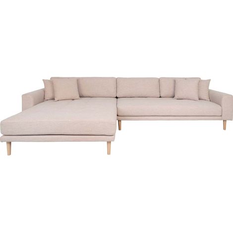 Lido Sofa , Loungesofa links gewendet mit 4 Kissen sandfarben.