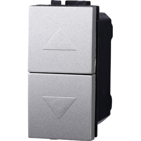 Modulo pulsante doppio, interblocco saliscendi, serie Space, grigio, compatibile con serie BTicino Living - Ettroit LG1204