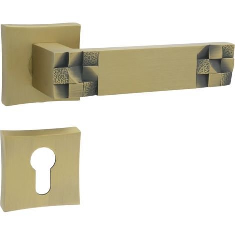 DOMINO Poignée de porte TORO QR M3 Matt PZ Poignée avec plaque PZ pour cylindre profilé Bronze mat (1/5)