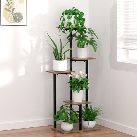 5 Étages Support Plantes Intérieur, Porte Plante Métal, Étagère Plante Gain de Place Pour Plusieurs Plantes, Étagère Verticale Pour Plantes Extérieur Pour Salon, Balcon (1/5)