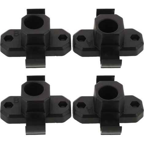 Lot de 4 supports de pieds de table pliables et réglables en acier pour mobilier d'extérieur, en plastique noir. (1/4)
