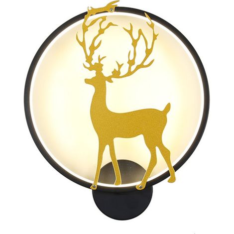 Nordic Elk wall light, bedside lamp in modern minimalist creative bedroom, stairwell balcony decoration, LED hallway lamp for living room, bedroom, White, warm light