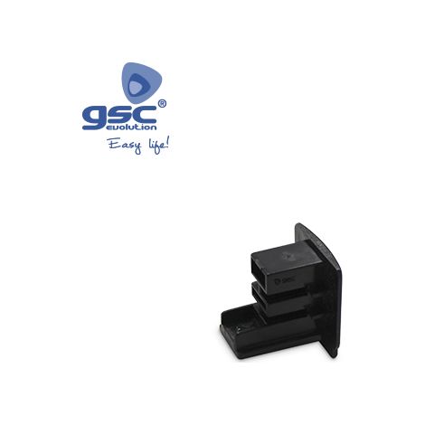 Tapa final 3 vias para foco carril LED Negro