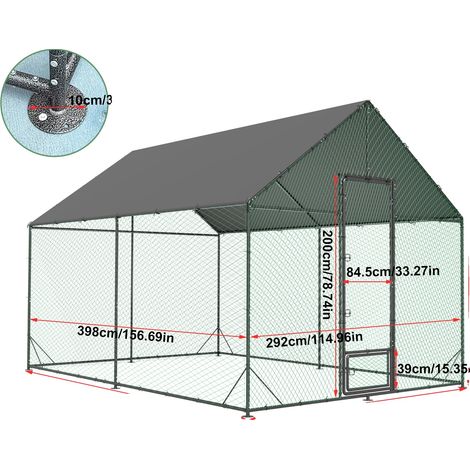 Poulailler en métal, spacieux pour 20 poules, structure en fer durable (1/2)