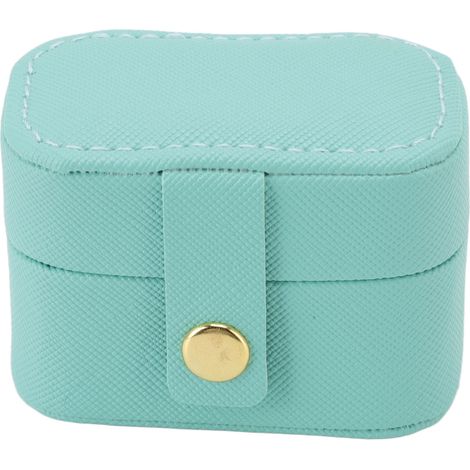 Boîte de rangement pour bijoux mini anneaux en cuir PU, étui à boucles d'oreilles de voyage bleu, organisateur compact