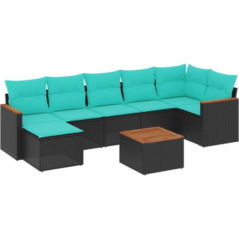 Maison Exclusive - Set Divani da Giardino 8 pz con Cuscini Nero in Polyrattan (1/5)