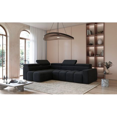 Ecksofa Designersofa DARCY in Stoff Salvador Schwarz Ottomane Links (1/5)