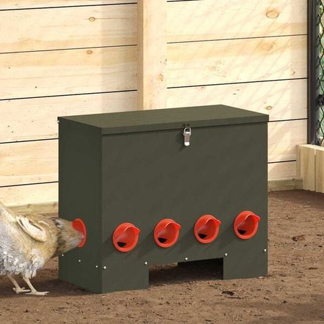Mangeoire pour poules, vert olive, 60,5 x 29 x 51 cm