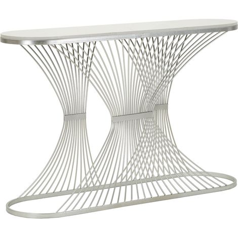 Console Stripe 120x35x79 cm in Ferro e Marmo Argento (1/5)