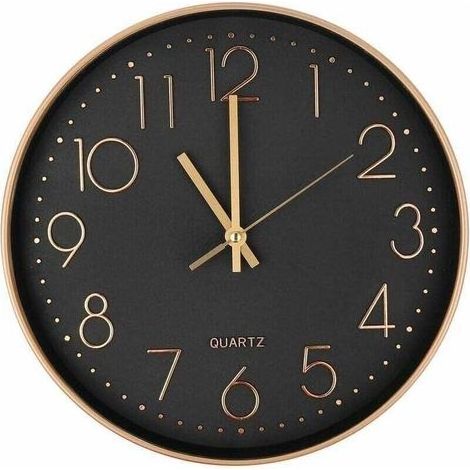 pair Horloge Murale Moderne Silencieuse à Quartz 25cm,Chiffres Surdimensionnés Ronde Murale Horloge(Or Rose) (1/4)