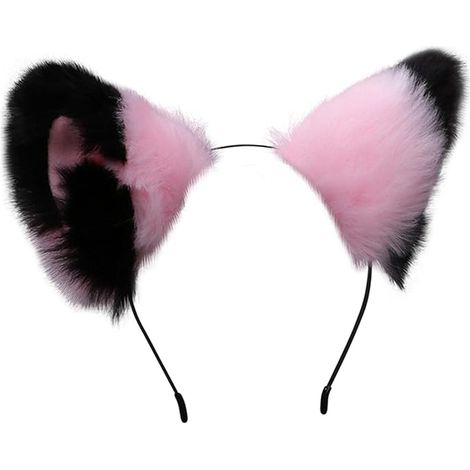 Niedliches, flauschiges Katzen-Fuchsohren-Cosplay-Anime-Fellhaarband – Rosa und Schwarz (1/2)