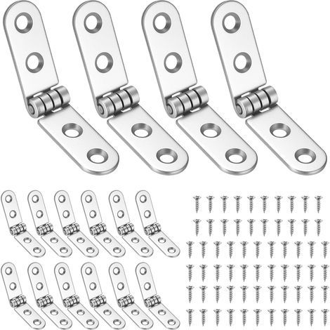 16 Pcs Charnière Plate, Charniere Porte Placard Cuisine, Charnières Pliantes à 180 Degrés, Charnières pour Porte en Bois Armoires Meubles Table Pliante (1/5)