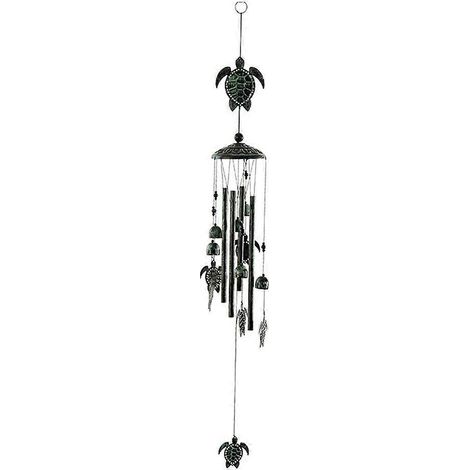 Carillon éolien rétro en métal représentant un colibri en 3D, avec tubes en aluminium, ornement suspendu pour patio ou jardin - Tortue (1/5)