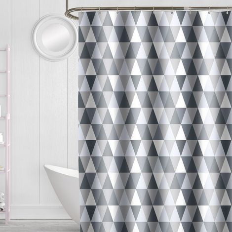 Rideau de douche 200 x 220 cm (200 cm de largeur, 220 cm de hauteur), tissu polyester imperméable anti-bactérien, anti-moisissure, lavable, avec 12 anneaux de rideau de douche (1/5)