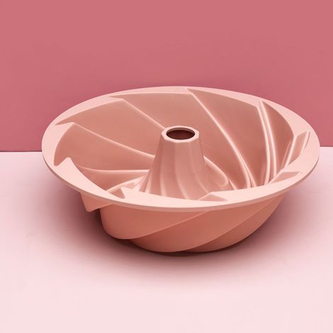 Lot de 2 moules à brioche en silicone antiadhésifs de 24 cm (9,5 pouces), moule à gâteau en spirale en forme de citrouille, moule à gâteau en forme de fleur, moule à pain (rose) (1/5)