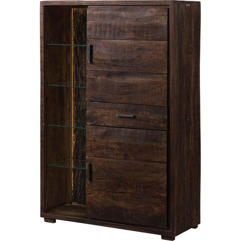 BARK 206 Credenza in legno di acacia - laccato / marrone scuro 100x40x150