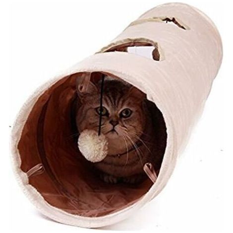 Sollbry Jouets tunnel pour chat avec 2 trous à explorer 120x25cm (1/5)