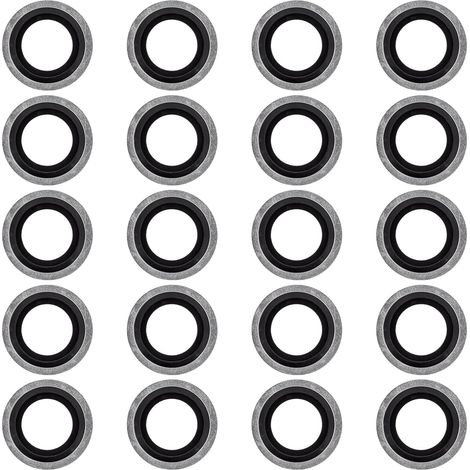 Set of 20 Oil Drain Plug Gaskets, Oil Drain Screw Sealing Rings OEM 110265505R, 6079970345, 8200641648, 3121867, 7700266044 Compatible with Clio, Captur, Espace, Laguna, Megane