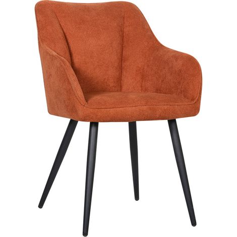Chaise repas Rio terracotta pieds métal noir (1/5)