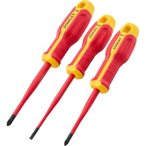 Stanley FMHT65770-0 3 Piece VDE Screwdriver Set PZ1 PZ2 4mm Slotted XMS26VDE3PCE