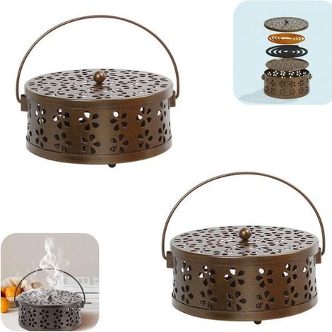 Boîte à bougie anti moustiques 2 pièces brûleur à spray anti brûleur d'encens rond ignifugé (marron, 13,5 x 6 cm) (1/5)