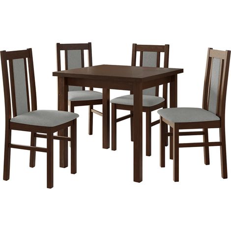 Conjunto de mesas y sillas para comedor Victorville 310, Nuez, 78x80x80cm, Diámetro: 0, Número de asientos: 4, Estilo: Contemporary