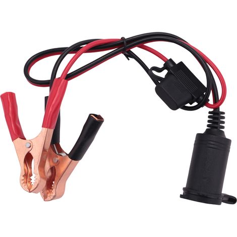 2FT 12V 24V Prise Allume-Cigare Adaptateur 15A Pinces Crocodile Batterie de Voiture Cordon Rallonge (1/5)