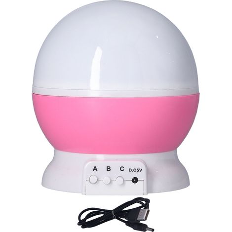 Projecteur Lumière Nuit Bébé Rotatif Étoiles Ciel avec Changement de Couleur Rose Lampe Veilleuse (1/5)
